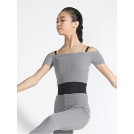 top CAPEZIO RIBBED KNIT CROPPED SWEATER