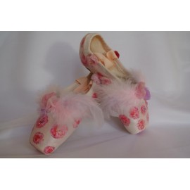 chaussons de danse pointes décorés main SÈV "ANGELA"